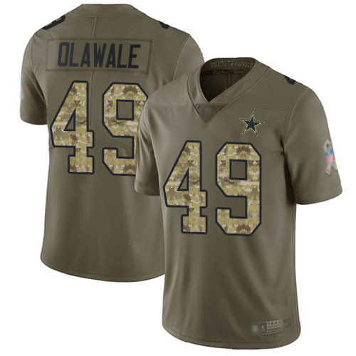 Men Dallas Cowboys Limited Olive Camo Jamize Olawale #49 2017 Salute to Service NFL Jersey